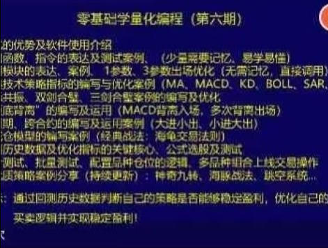 零基础学量化，量化编程(第六期)