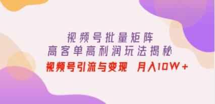 《揭秘视频号矩阵：高客单价与高利润的引流与变现策略，月入10W+不是梦！》第1张
