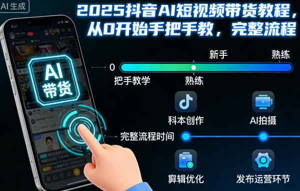 抖音AI短视频带货教程，从0开始完整流程