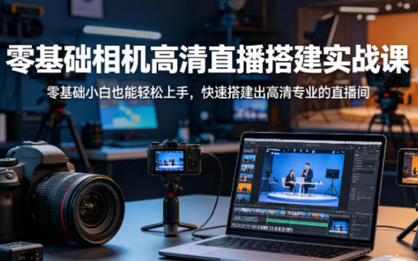 零基础相机高清直播间搭建实战课，快速搭建出高清专业的直播间