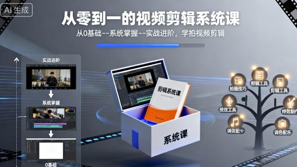 从0-1的视频剪辑系统课，从0基础系统掌握实战进阶