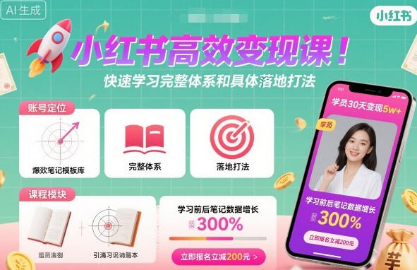 小红书高效变现课，快速学习小红书完整体系和具体落地打法第1张