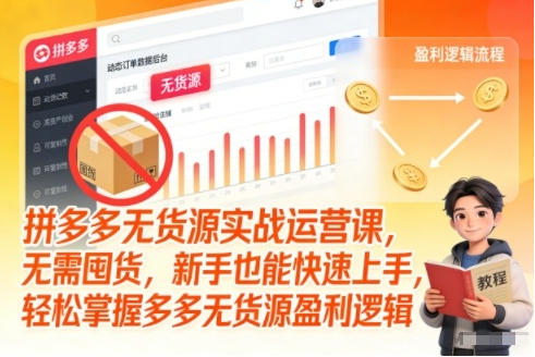 拼多多无货源实战运营课，掌握多多无货源盈利逻辑