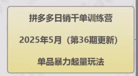 拼多多日销千单训练营,单品暴力起量玩法第1张-惠学吧 拼多多日销千单训练营,单品暴力起量玩法