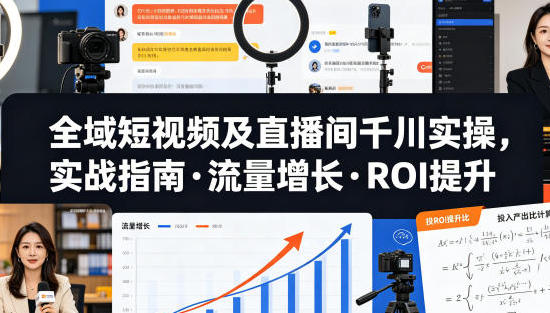 全域短视频及直播间千川实操,实战指南・流量增长・ROI提升第1张-惠学吧-虚拟资源货源网 全域短视频及直播间千川实操,实战指南·流量增长·ROI提升