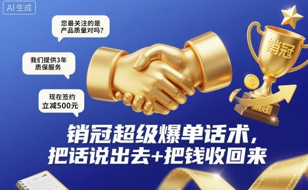 销冠超级爆单话术，把话说出去+把钱收回来