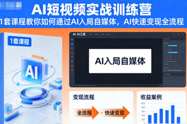 AI短视频实战训练营，教你如何通过AI入局自媒体，AI快速变现全流程