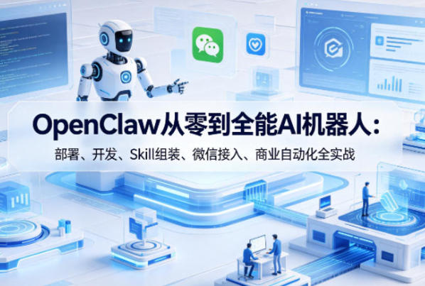 OpenClaw从零到全能AI机器人：部署、开发、Skill组装、微信接入、商业自动化全实战