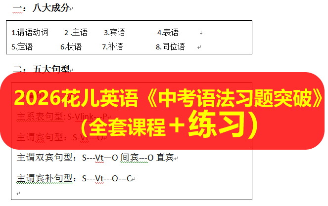 2026花儿英语《中考语法习题突破》（全套课程32讲+练习）第1张