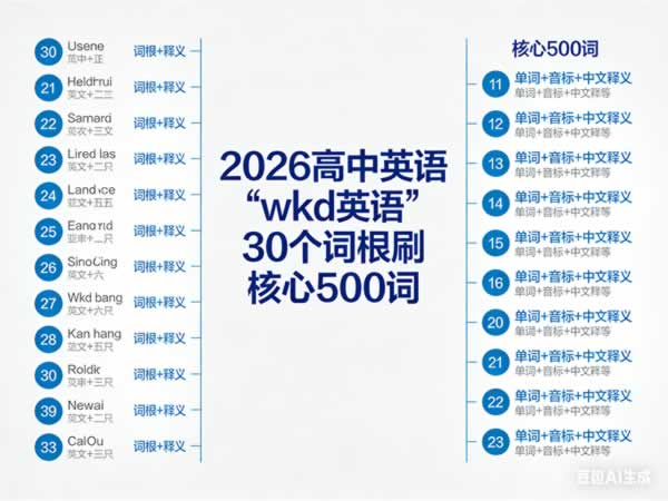 2026高中英语【wkd英语】30个词根刷核心500词高清图下载第1张-惠学吧 2026高中英语【wkd英语】30个词根刷核心500词高清图下载