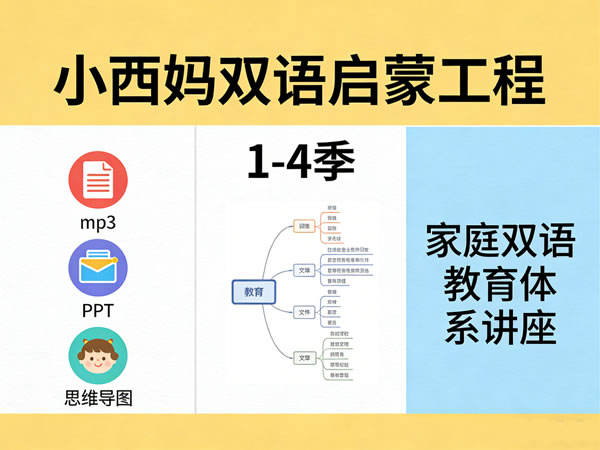 家庭双语教育体系讲座《小西妈双语启蒙工程》1 4季mp3+ppt＋思维导图等