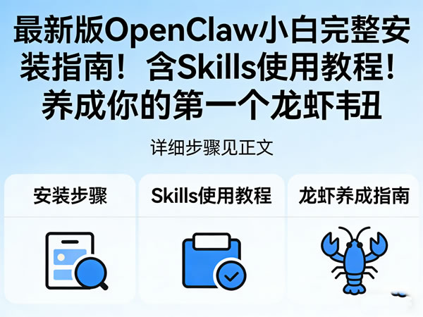 最新版openclaw小白完整安装指南！含skills使用教程！养成你的第一个龙虾🦞