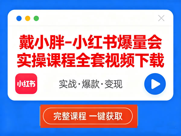戴小胖 小红书爆量会实操课程全套视频下载