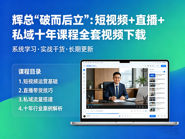 辉总“破而后立”:短视频+直播+私域十年课程全套视频下载