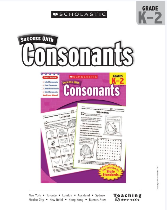美国小学教辅:学乐必赢辅音练习册Scholastic Success with Consonants Series 2册第1张-惠学吧 Image